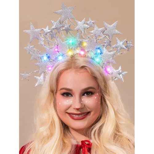 GORTIN Light up Stars Headband LED Headpiece Glowing Halloween Costume Headwear Rave Hair Accessories for Women