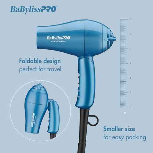 Nano Titanium Travel Hair Dryer, 1000 Watt Professional Blow Dryer with Concentrator Nozzle, Foldable Handle, Dual Voltage