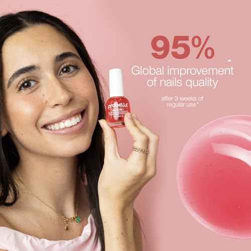 Probelle Nail Glow + Nail Strengthener and Hardener with Sheer Jelly Tint, Hard To Resist Ultra Glowy Nail Shine, Tinted Nails Strengthening Blush for Brittle, Thin, Damaged Nails 0.5 oz (Berry)