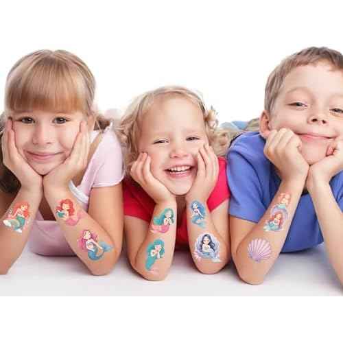 8Sheet - 110PCS Mermaid Temporary Tattoos for Kids ? Cartoon Fake Tattoos Stickers for Birthday Party Favors, Gifts, DIY Decoration & Fun Activities ? Waterproof & Skin-Safe (Mermaid)