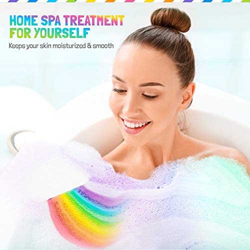 Bath Bombs for Kids - Natural Magic Rainbow BathBombs with Organic Ingredients, Moisturizing, Vibrant Colors & Rich Bubbles, Cloud Bath Bombs, Stocking Stuffers, Christmas Gifts for Kids, Girls, Boys