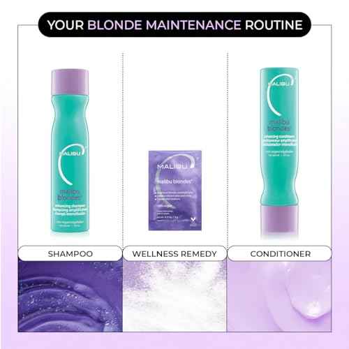 Malibu C Blondes Wellness Remedy - Removes Discoloration from Bleached, Highlighted or Natural Blonde Hair + Restores Vibrance and Shine with Vitamin C Complex
