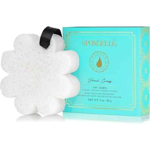 Spongelle Wild Flower Buffer Body Scrubber Bundle with Box | Bath & Shower Loofah for Women | Exfoliator with Body Wash Infused | 14+ uses (Beach Grass, French Lavender, Freesia Pear)