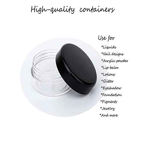 ZEJIA Polypropylene 5 Gram Cosmetic Containers 50pcs Sample Jars Tiny Makeup Sample Containers with lids (Black)