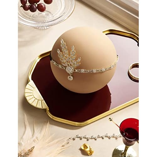 BABEYOND Art Deco 1920's Flapper Great Gatsby Inspired Leaf Medallion Pearl Headpiece Headband Gold