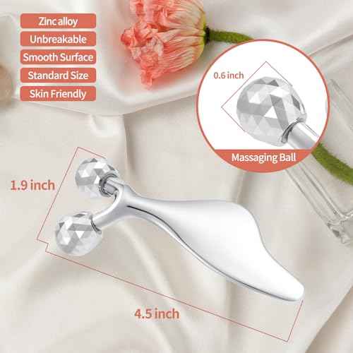 3D Metal Facial Roller Massager- Improves Complexion & Remove Eye Wrinkles, Face Massage Tool - Skin Tightening & Toning, Gua ShaTool-Tightens & Tones Skin Appearance.