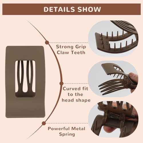 Flat Hair Clips Claw for Women,Ergonomics Large Flat Claw Clips for Girls, Non-Slip Strong Hold French Hair Clips for Thick Thin Hair Pack of 4