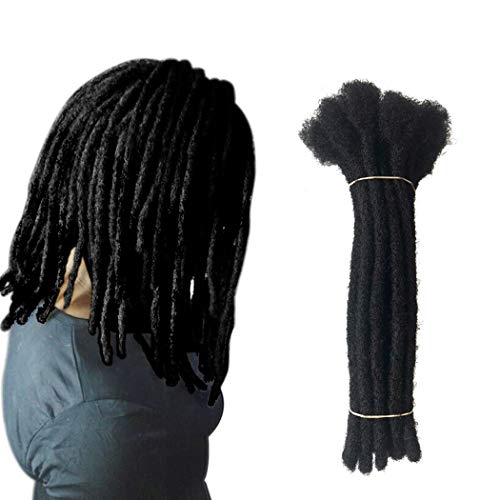 Human Hair Dreadlocks Extension Handmade Locs Large Size(diameter 0.8cm) 8inch 60 Strands/pack Natural Black #1B