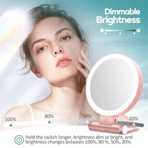 B Beauty Planet Magnifying Mirror with Light 30X, Double-Sided 1X/30X Magnifying Makeup Mirror with Tweezer, 2000mAh 3 Colour Modes with Adjustable Brightness,Foldable Compact Travel Mirror(Rose Gold)