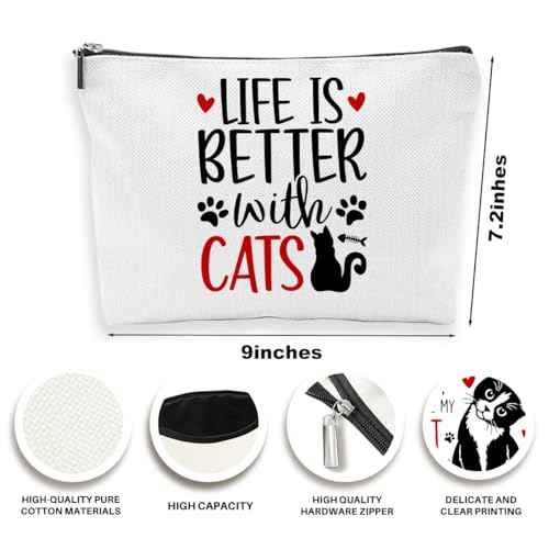 4 Pcs Black Cats Cosmetic Bags Set, Cute Animal Cosmetic Bags With Zipper Travel Toiletry Pouches for Women Friend Coworker Sister Thanksgiving Christmas Birthday Friendship Gifts