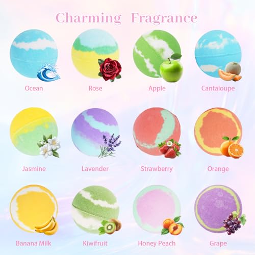 5.3 OZ Extra Large Bath Bombs Gift Set for Women, Girlfriend, Her, Girls, 12 Pcs XXL Organic Natural Handmade Bathbombs for Skin Moisturizing, Bubble Spa Bath, Mothers Day Gift for Wife