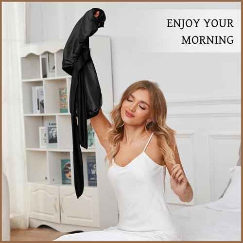 Long Bonnet for Braids & Curly Hair, Silk Satin Bonnet for Sleeping, Extra Large Bonnets for Women Braid (Black Pink)