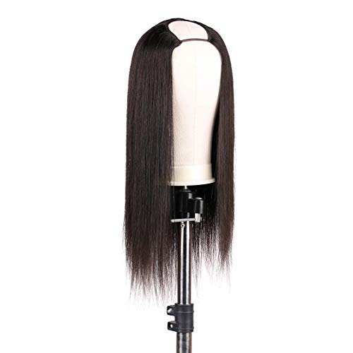huarisi U Part Wig Human Hair Straight U part Wigs for Black Women Human Hair 100% Brazilian Virgin Human Hair U Part Wigs Natural Black Color 22Inch