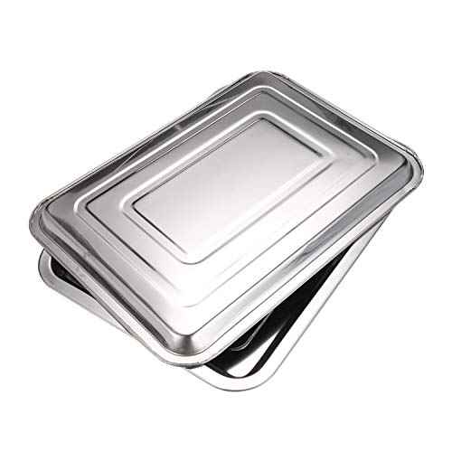 JinYan Generic Tattoo Stainless Steel Tray, 2 Pack, Silver, 13.5 X 10 Inches, Medical/Dental/Body Piercing/Tattoo Tools