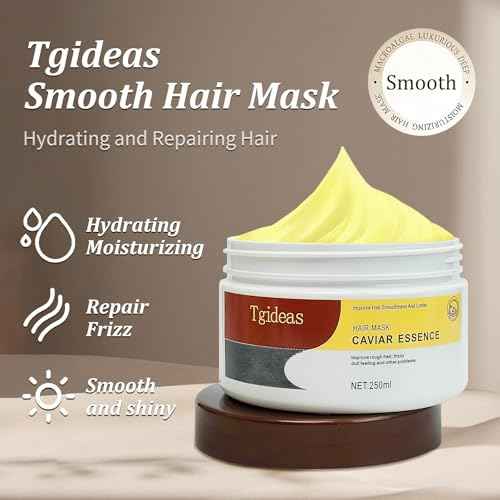 Tgideas Hydrating Collagen Hair Mask for Dry Damaged Hair-Deep Repair Conditioning Treatment Hair Smooth Masque for All Hair Types 8.45 Oz