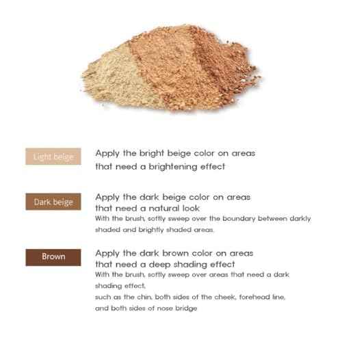 Generic Triple Shading & Brush Set 9.5g, Facial Contouring Natural Powder Smooth Expression ((#Light Beige #Dark Beige #Brown)