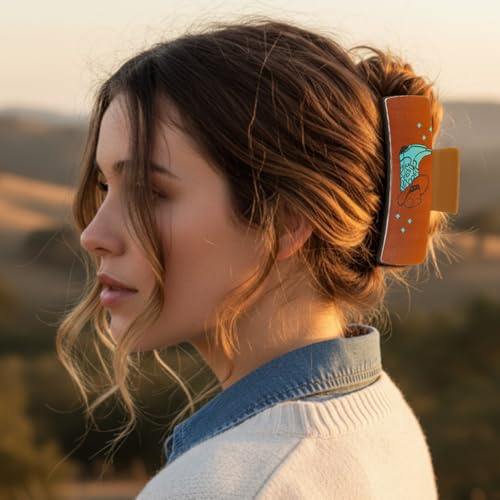 8 Pcs Christmas Western Leather Hair Claw Clips Bulk Cow Print Highland Cattle Hair Claw Clips Western Accessories Gifts for Women Country Cowgirl Stuff Xmas Accessories (Aesthetic Cowgirl)