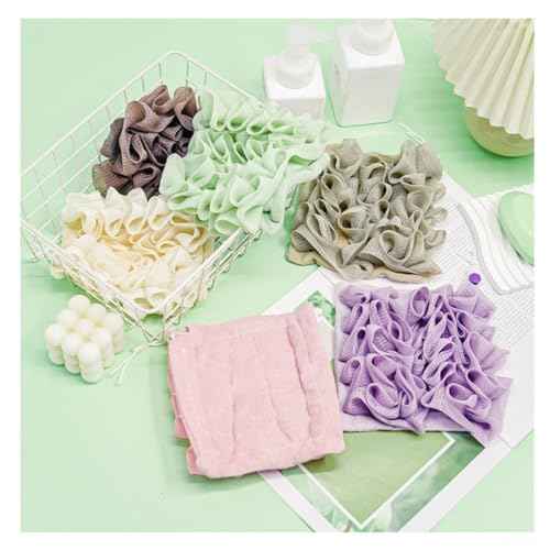 Washcloth Loofah Combo 2-in-5 Loufee Wash Cloth That Holds Bar Soap-Exfoliation Mesh Shower Ball for Body Wash&Smooth Skin+Free Loofah Dish Towel
