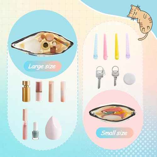 2 Pack Cat Makeup Bags with Zip Just a Girl Who Love Cats Cosmetic Bags Cat Lover Gifts for Daughters, Sisters, Friends, Teen Girl, Women, Ideal Gifts for Travel, Birthdays, Christmas