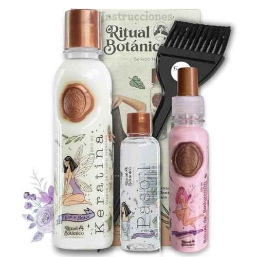 Keratina Ritual Botanico 250ML & Termo Protector 120ML Incluye Cepillo Aplicador & Manual de Instrucciones | Alisado Progresivo Organico Vegano Sin formol ni Amoniaco | Producto Colombiano