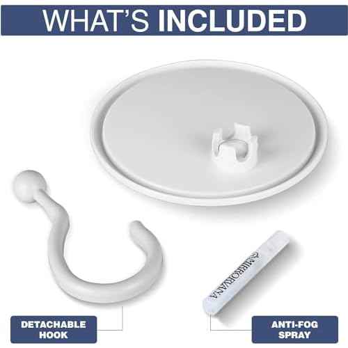 MIRRORVANA Hangable Round Fogless Shower Shaving Mirror with 360¡Æ Swivel Rotatable Hook for Hanging and Bonus Anti-Fog Spray - Anti Fog and Shatterproof Surface, 6.7" Diameter
