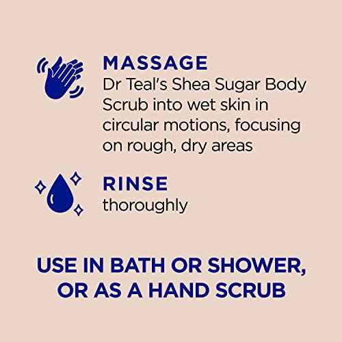 Dr Teal's Shea Sugar Body Scrub, Shea Butter with Almond Oil & Essential Oils, 19 oz (Pack of 3)