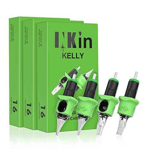 INKin Kelly 80Pcs Finger Ledge Assorted Tattoo Cartridges Needles 3RL 5RL 7RL 9RL 11RL Round Liner #10 Bugpin Mix Kit L-Taper with Membrane Tattoo Machine Pen Supply
