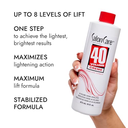 Salon Care 40 Volume Creme Developer, Strong Lift Formula, Easy to Handle Cream Consistency, Can Be Used as a Bleach Booster, 16 oz