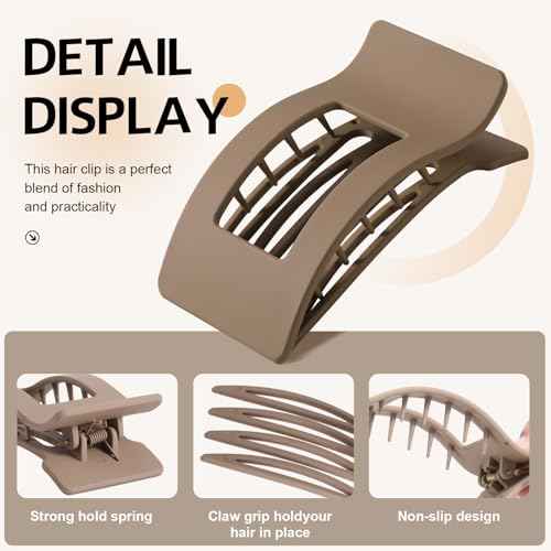 8 Pack French Flat Hair Clips for Women ? Large Matte No-Slip Claw clips for Thick & Thin Hair, Strong Hold Styling Barrettes Accessories (Neutral)