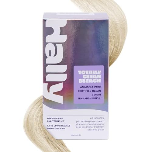 Bleach Kit by Hally Hair, Totally Clean Bleach - Hair Lightener Kit Includes Toning Cream Bleach & Developer & Conditioner - Gentle Nourishing Hair Bleaching Lifts Up to 8 Levels, Vegan & Cruelty Free