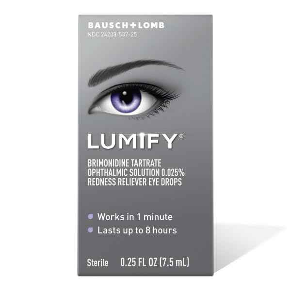 Lumify Redness Reliever Eye Drops 0.25 fl oz and Lumify Brightening Cream 0.5 fl oz, Hypoallergenic Eye Care Bundle