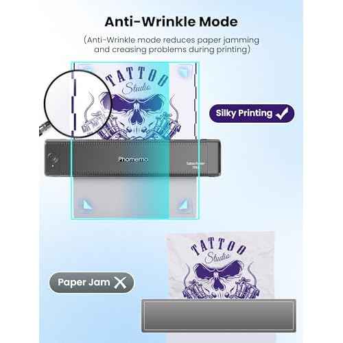 Wireless Tattoo Stencil Printer, Stencil Printers with 10pcs Transfer Paper, Tattoo Printer for Tattoo Artists & Beginners, Compatible with Tablet,Smartphone & PC,Gray