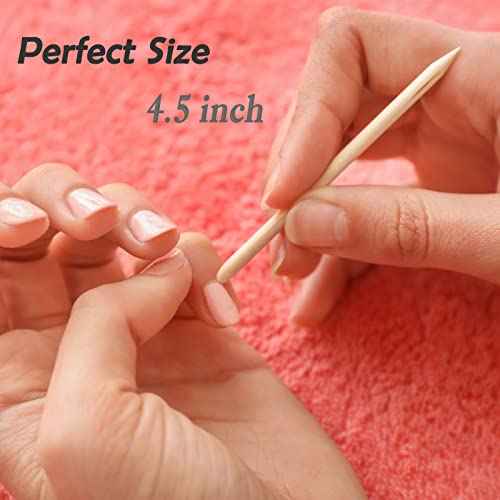 200 Pcs Orange Wooden Sticks for Nails, 4.5 Inch Double Sided Wood Cuticle Pusher Tool Disposable Orangewood Nail Stick, Bamboo Manicure Stick