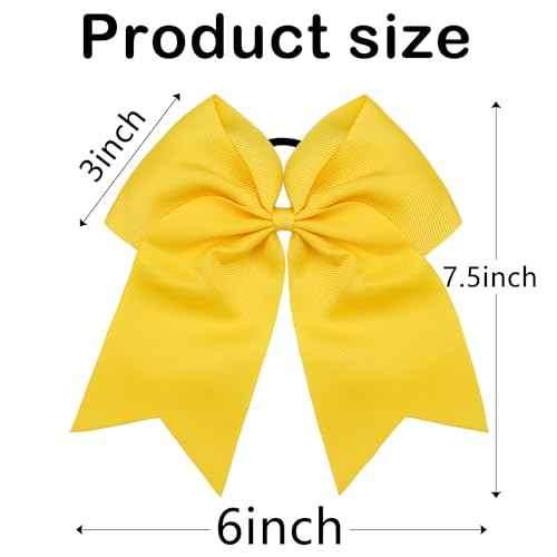 JOYOYO 20Pcs 8" Large Cheer Bows for Girls Ponytail Holder Grosgrain Ribbon Cheerleading Bows Elastic Hair Tie Bands for Baby Girls School College Teens Senior Cheerleader