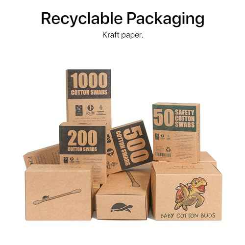 Sea Turtle Bamboo Cotton Swabs (200 Count) - Vegan, Eco Friendly, Organic, Double Tips, Plastic Free Wooden Ear Sticks, All Natural 100% Biodegradable Cotton Buds