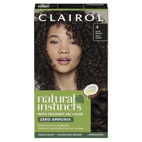 Clairol Natural Instincts Demi-Permanent Hair Dye, 4 Dark Brown Hair Color, Pack of 1