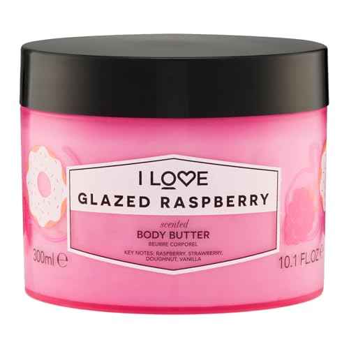 I LOVE Glazed Raspberry Scented Body Butter - Hydrating Body Butter for Dry Skin - Vitamin E and Aloe Vera - Shea Butter and Coconut Oil - 11.6 oz