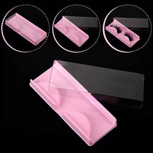 Blulu 50 Packs Minifalse Eyelash Storage Box Empty False Eyelash Care Storage Case Box Container Holder Plastic Lash Cases Makeup Organizer (Pink)