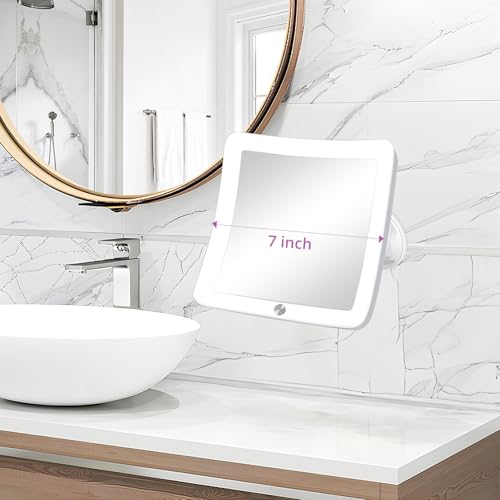 Fabuday 30X Lighted Magnifying Mirror with Lights - Makeup Mirrors with Suction Cups and Magnification for Bathrooom, Dual Power Supply, Adjustable Lighting, Light Up Magnified Mirror Square