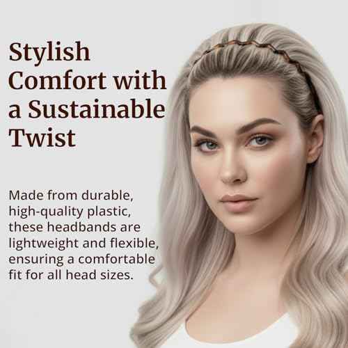 2 Pack Plastic Zig Zag Headbands with Teeth, Wavy Hair Comb Headband Hoop, Non-Slip Grip, Classic 90s Fashion Accessory for Women and Men£¨Black and Brown£©