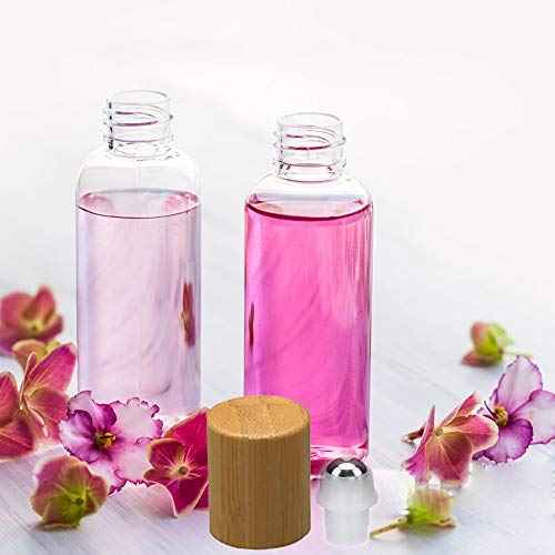 12Pcs 10ml Glass Roll On Bottle with Bamboo Lid for Essential Oils, Creatiee Eco-friendly Refillable Clear Perfume Sample Bottles with Stainless Steel Roller Ball - Portable & Practical¡¦