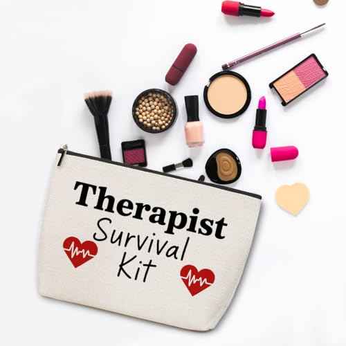 Therapist Survival Kit Makeup Bag, Therapy Portable Pouch Travel Essentials Organizer Cosmetic Bags for Women, Funny Travel Makeup Toiletries Accessories, Christmas Gifts for Women