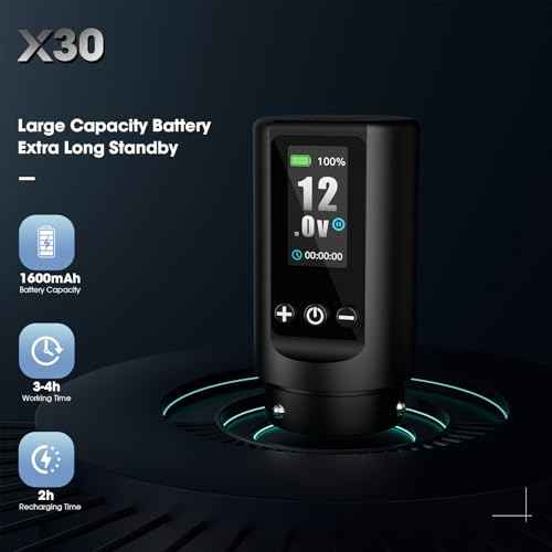 Filter Tattoo Gun - 7 Strokes 2.0-4.0mm Tattoo Machine Pen with Extra OLED Digital Display 1600mAh Battery Power Rotary Tattoo Gun for Beginners and Artists (X30 Black)