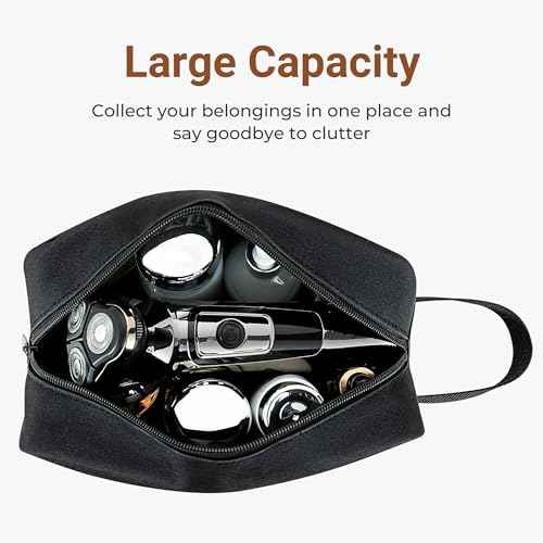 Elviros Travel Toiletry Bag for Women and Men, Lightweight Makeup Bag Hanging Dopp Kit with Shaving Compartment Cosmetic Organizer Small Tool Bag Travel Essentials, Black