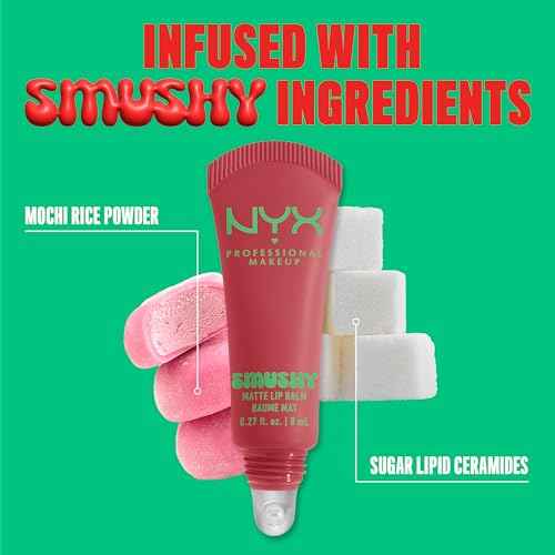 NYX PROFESSIONAL MAKEUP Smushy Matte Lip Balm, Tinted Lip Moisturizer with Soft, Matte Finish - Snuggle SZN (Blush Nude)