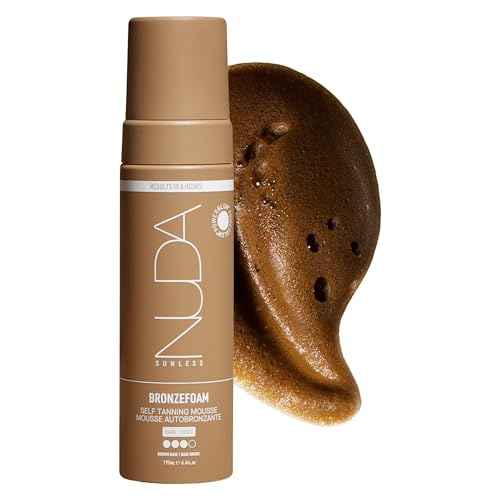 Nuda Self Tanning Mousse | Lightweight Sunless Tanning Lotion | Cruelty Free Body Self Tanner Mousse with Natural Ingredients | Bronzing Lotion at Home (190mL, Dark)