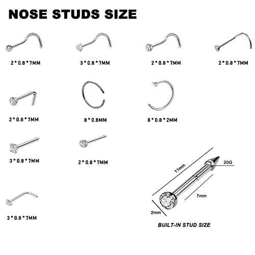 Nose Piercing Kit, 2 Pack Disposable Self Nose Piercing Gun with 10 Pcs Nose Rings