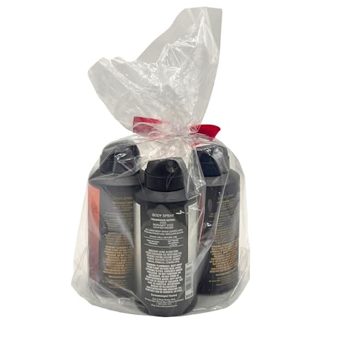 Bath and Body Works Men's Collection Deodorizing Body Spray - Mahogany Teakwood, Graphite, and Bourbon 3.7oz each 3-piece Gift Set with a Red Bow for Holidays