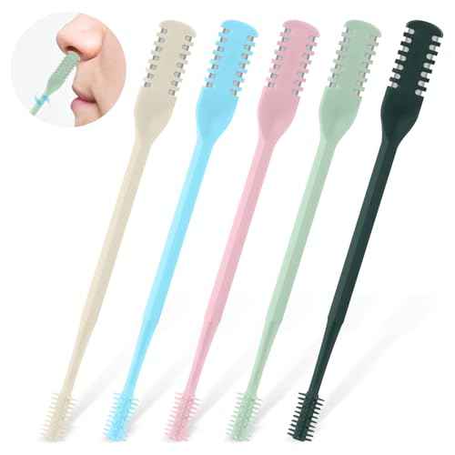 5Pcs 2-in-1 Nasal Hair Cutter, Double Sided Nose Hair Cutter, Portable 360¡Æ Rotating Manual Nose Hair Trimmer for Men and Women, Colorful