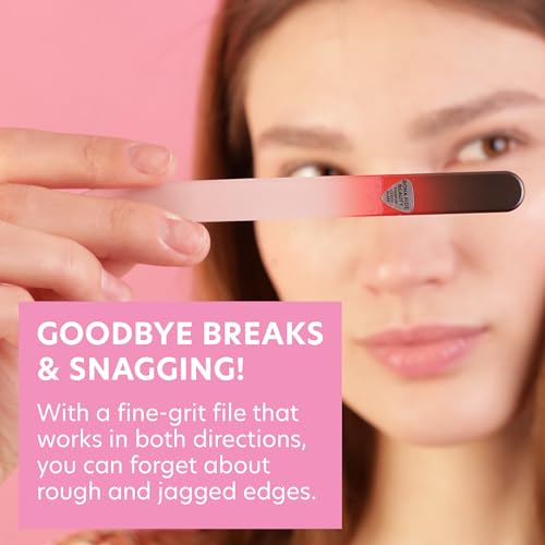 Bona Fide Beauty Czech Glass Nail File for Natural Nails (Black Red), 1Pc Crystal Nail Filer with Case Made in The EU